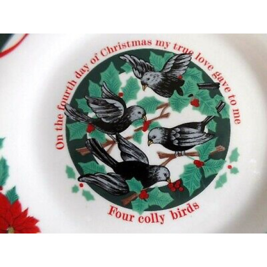 TIEN SHAN "DECK the HALLS" 12 DAYS of CHRISTMAS 7 1/2" LUNCH/SALAD PLATES