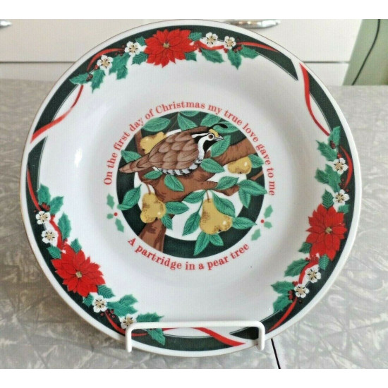 TIEN SHAN "DECK the HALLS" 12 DAYS of CHRISTMAS 7 1/2" LUNCH/SALAD PLATES