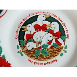 TIEN SHAN "DECK the HALLS" 12 DAYS of CHRISTMAS 7 1/2" LUNCH/SALAD PLATES
