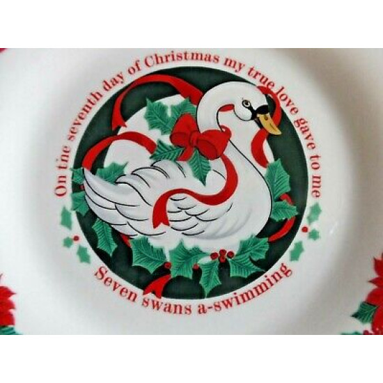 TIEN SHAN "DECK the HALLS" 12 DAYS of CHRISTMAS 7 1/2" LUNCH/SALAD PLATES