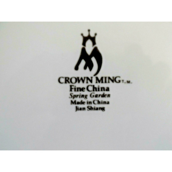 CROWN MING FINE CHINA 3PC. DINNERWARE PLATE SET in the "SPRING GARDEN" PATTERN