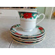5 PC. SET of TIEN SHAN POINSETTIA  SAUCERS +1 CUP in the "DECK the HALLS PATTERN