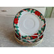 5 PC. SET of TIEN SHAN POINSETTIA  SAUCERS +1 CUP in the "DECK the HALLS PATTERN