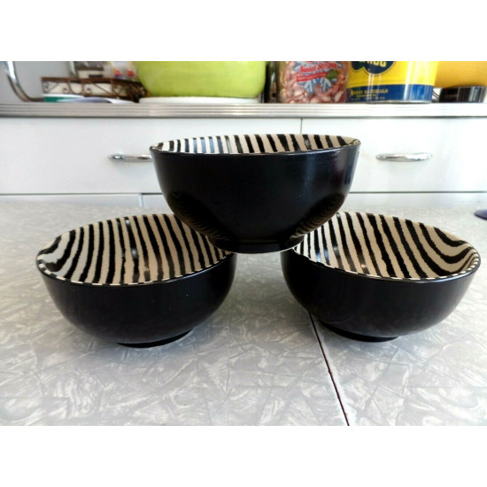 JOSEPH ABBOUD CHINA 3 PC. SOUP BOWL SET in the POPULAR "ZEBRA" PRINT PATTERN