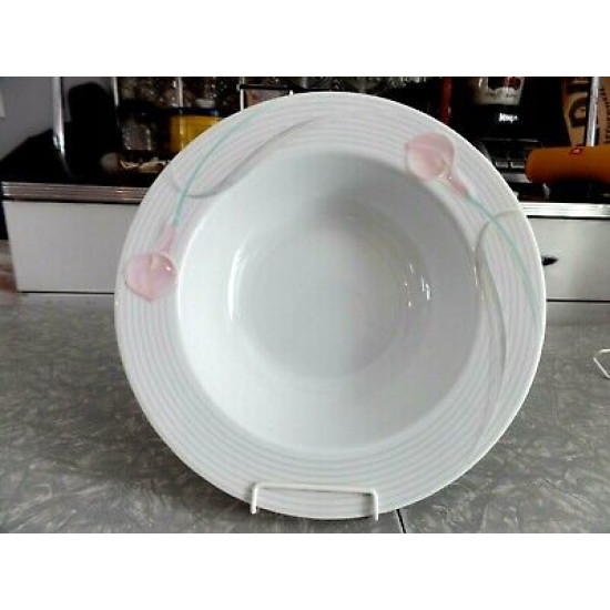 MIKASA FINE CHINA 10 1/4" RIMMED SERVING BOWL " in the "SERENADE" PINK PATTERN