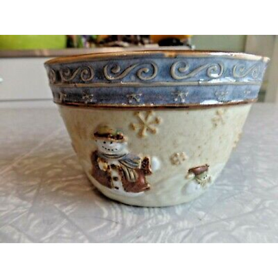 ST. NICHOLAS SQUARE SNOWMAN DESIGN "FOREST FRIENDS"  5 3/4" SOUP/CEREAL BOWL