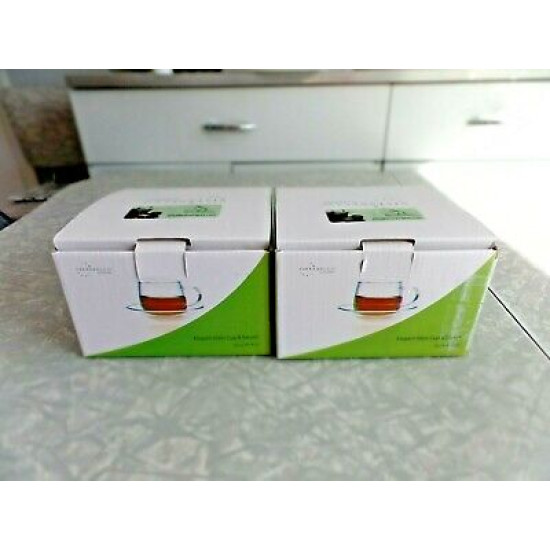 NEW VISTABELLO 2 PC. SET of BOROSILICATE GLASS CUP and SAUCER