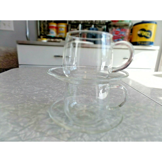 NEW VISTABELLO 2 PC. SET of BOROSILICATE GLASS CUP and SAUCER