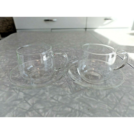 NEW VISTABELLO 2 PC. SET of BOROSILICATE GLASS CUP and SAUCER