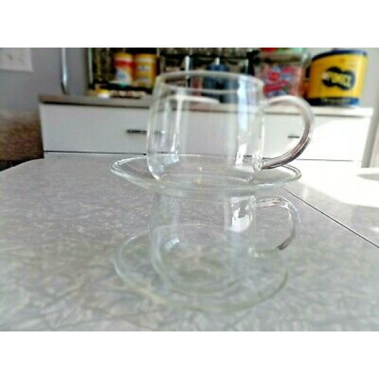NEW VISTABELLO 2 PC. SET of BOROSILICATE GLASS CUP and SAUCER