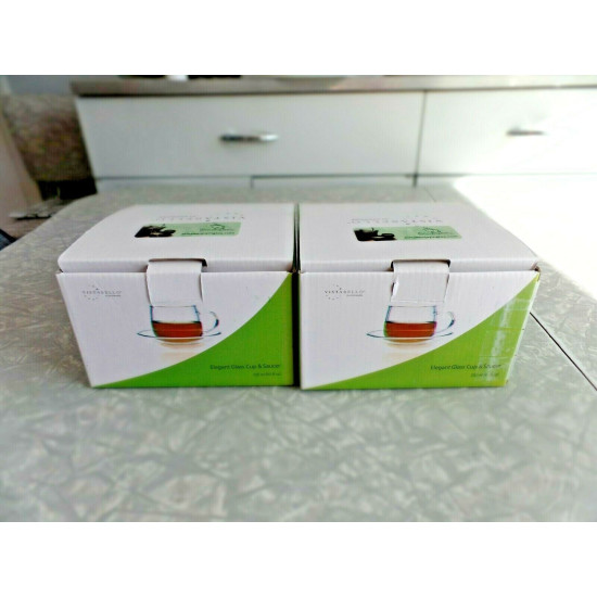 NEW VISTABELLO 2 PC. SET of BOROSILICATE GLASS CUP and SAUCER