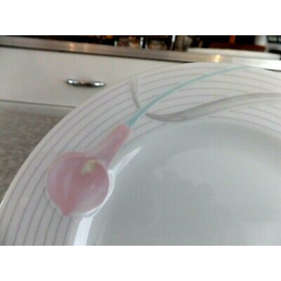 2 PC. MIKASA FINE CHINA 8" SALAD/LUNCH PLATE SET in the "SERENADE" PINK PATTERN