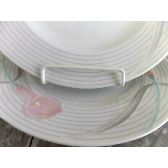 2 PC. MIKASA FINE CHINA 8" SALAD/LUNCH PLATE SET in the "SERENADE" PINK PATTERN