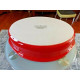 TEMP-TATIONS OVENWARE 2 1/2 QUART RED OVAL CASSEROLE DISH w/LID and SERVE TRAY