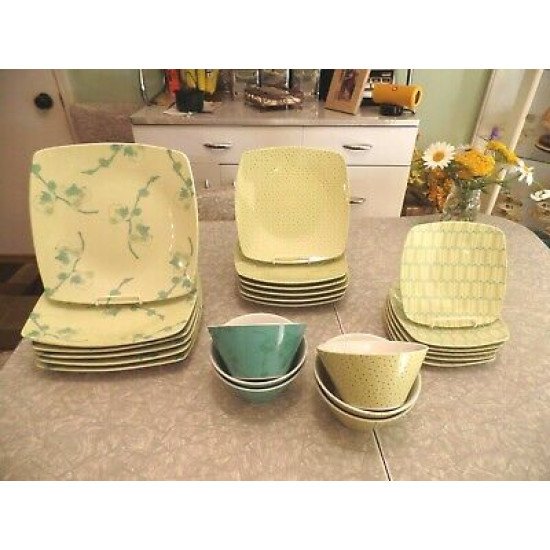 NEVR USED"TRISH RICHMAN"SPRING LIME STARDUST BLUE TURQUOISE 24PC. DINNERWARE SET