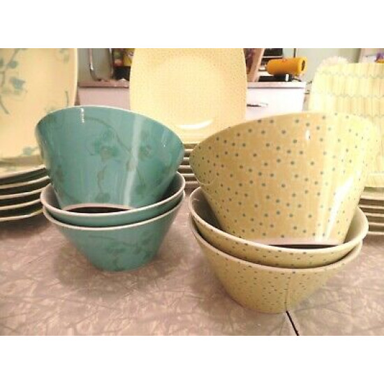 NEVR USED"TRISH RICHMAN"SPRING LIME STARDUST BLUE TURQUOISE 24PC. DINNERWARE SET
