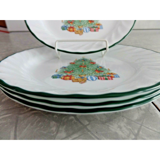 CORELLE 4 PC. BREAD/DESSERT PLATE SET in the "HOLIDAY MAGIC" SWIRL PATTERN