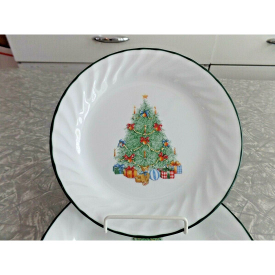 CORELLE 4 PC. BREAD/DESSERT PLATE SET in the "HOLIDAY MAGIC" SWIRL PATTERN