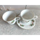 BEAUTIFUL KASHIMA "CHRISTMAS HOLLY" 3 PC. PORCELAIN CUP & SAUCER SET GOLD ACCENT