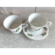 BEAUTIFUL KASHIMA "CHRISTMAS HOLLY" 3 PC. PORCELAIN CUP & SAUCER SET GOLD ACCENT