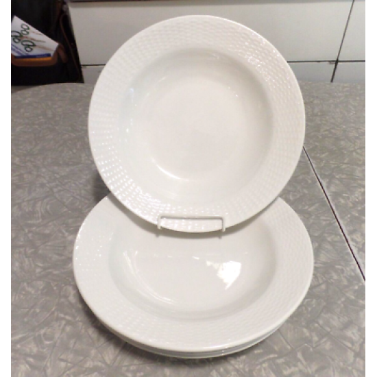 MARTHA STEWART BLUE LABEL 4 PC. PASTA/SOUP BOWL SET in a "BASKET WEAVE" PATTERN