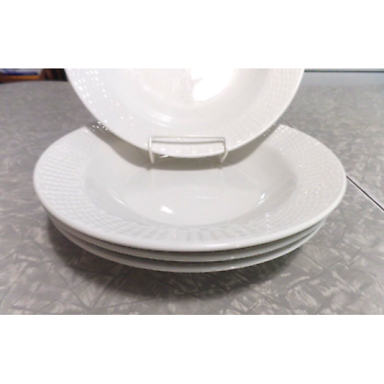 MARTHA STEWART BLUE LABEL 4 PC. PASTA/SOUP BOWL SET in a "BASKET WEAVE" PATTERN