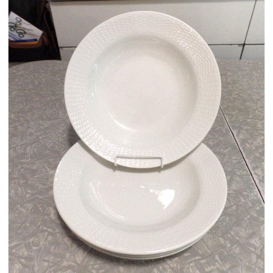 MARTHA STEWART BLUE LABEL 4 PC. PASTA/SOUP BOWL SET in a "BASKET WEAVE" PATTERN