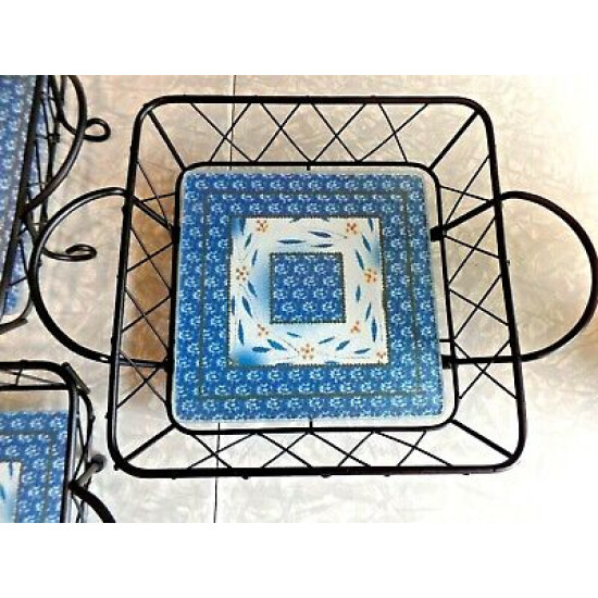 TEMP-TATIONS by TARA 6 PC. SERVEWARE BASKETS in OLD WORLD BLUE CONFETTI PATTERN