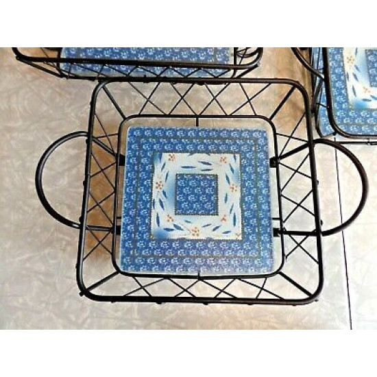 TEMP-TATIONS by TARA 6 PC. SERVEWARE BASKETS in OLD WORLD BLUE CONFETTI PATTERN