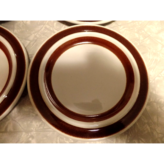 ARABIA FINLAND 4 PC. BROWN ANEMONE BREAD/DESSERT PLATE SET