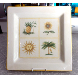 A SQUARE SERVING PLATTER in TROPICAL "VERANO TILE" PATTERN