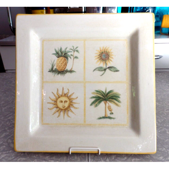 A SQUARE SERVING PLATTER in TROPICAL "VERANO TILE" PATTERN