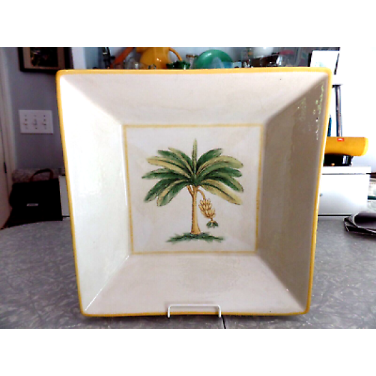 A SQUARE SERVING BOWL in "VERANO TILE" BANANA TREE PATTERN