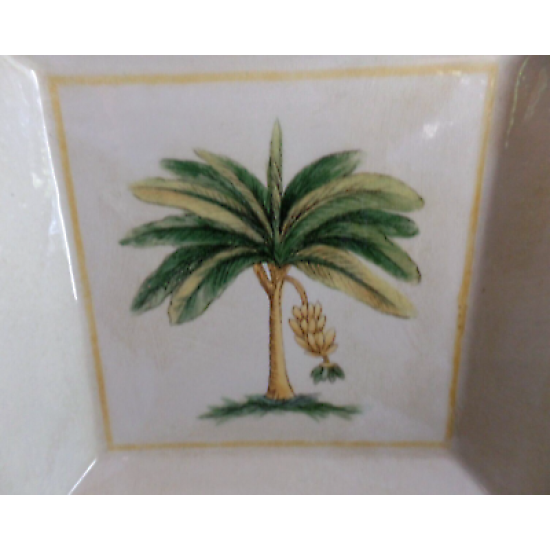 A SQUARE SERVING BOWL in "VERANO TILE" BANANA TREE PATTERN
