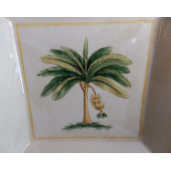 A SQUARE SERVING BOWL in "VERANO TILE" BANANA TREE PATTERN