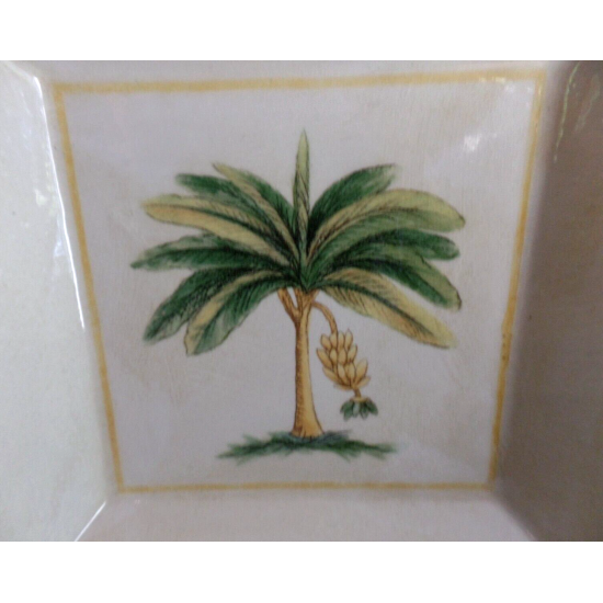 A SQUARE SERVING BOWL in "VERANO TILE" BANANA TREE PATTERN