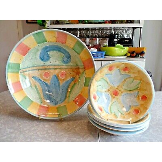 BELLA CERAMICA "CORSICA" 5 PC. HAND PAINTED SALAD/SERVING BOWL SET UNDER  $10