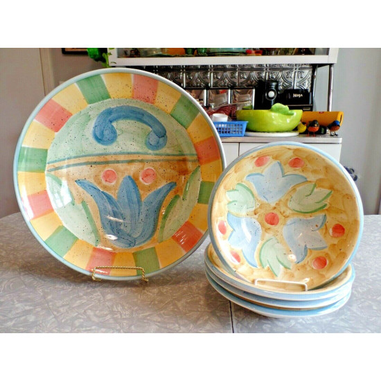 BELLA CERAMICA "CORSICA" 5 PC. HAND PAINTED SALAD/SERVING BOWL SET UNDER  $10