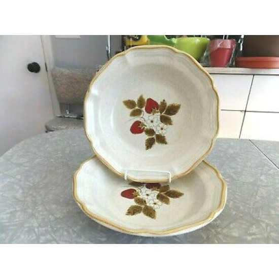 MIKASA OVEN to TABLE (2) PASTA/SOUP BOWLS in the "STRAWBERRY FESTIVAL" PATTERN