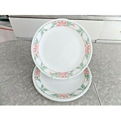 CORELLE 2 PC. 10 1/4" DINNER PLATE SET in the "ISLAND BREEZE" FLORAL PATTERN