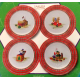 NOS SAKURA VINTAGE 4 PC. CHRISTMAS MORNING COMPLETE 8 1/4" SALAD/LUNCH PLATE SET