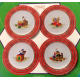 NOS SAKURA VINTAGE 4 PC. CHRISTMAS MORNING COMPLETE 8 1/4" SALAD/LUNCH PLATE SET
