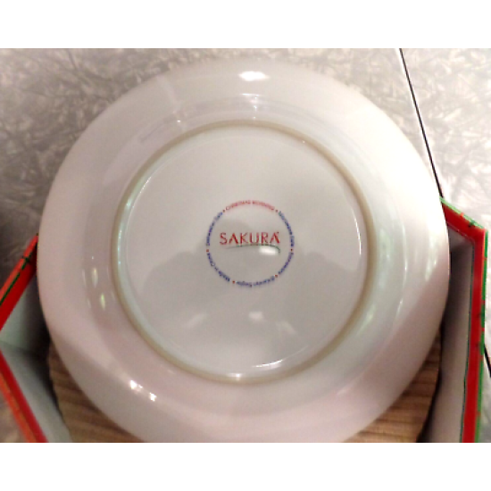 NOS SAKURA VINTAGE 4 PC. CHRISTMAS MORNING COMPLETE 8 1/4" SALAD/LUNCH PLATE SET