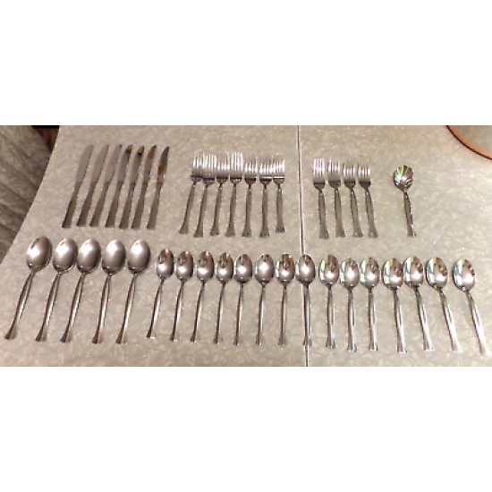 ONEIDA  "PRESCOTT"  PATTERN 38 PC. STAINLESS STEEL FLATWARE SET