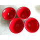 CRATE&BARREL 4 PC. STONEWARE RED PEDESTAL BOTTOM RAMEN/DESSERT BOWL SET