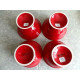 CRATE&BARREL 4 PC. STONEWARE RED PEDESTAL BOTTOM RAMEN/DESSERT BOWL SET