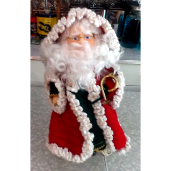 BEAUTIFULLY DONE HAND CROCHETED 14" TALL SANTA CLAUS FIGURE