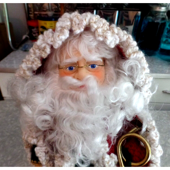 BEAUTIFULLY DONE HAND CROCHETED 14" TALL SANTA CLAUS FIGURE