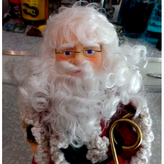 BEAUTIFULLY DONE HAND CROCHETED 14" TALL SANTA CLAUS FIGURE