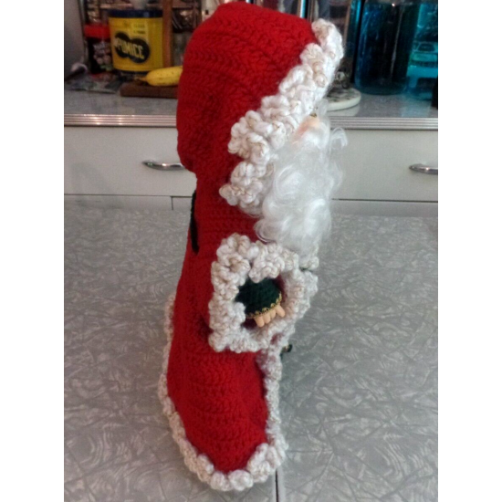 BEAUTIFULLY DONE HAND CROCHETED 14" TALL SANTA CLAUS FIGURE